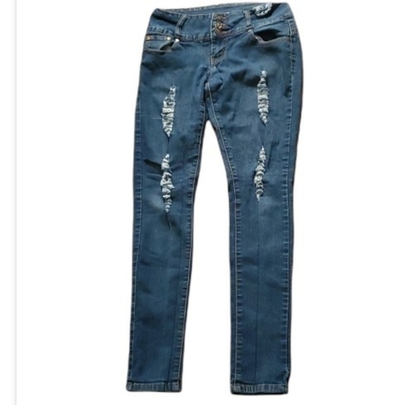 Saza Jeans Womens size 9 SJ jeans distressed low rise tapered destroyed - Picture 1 of 13